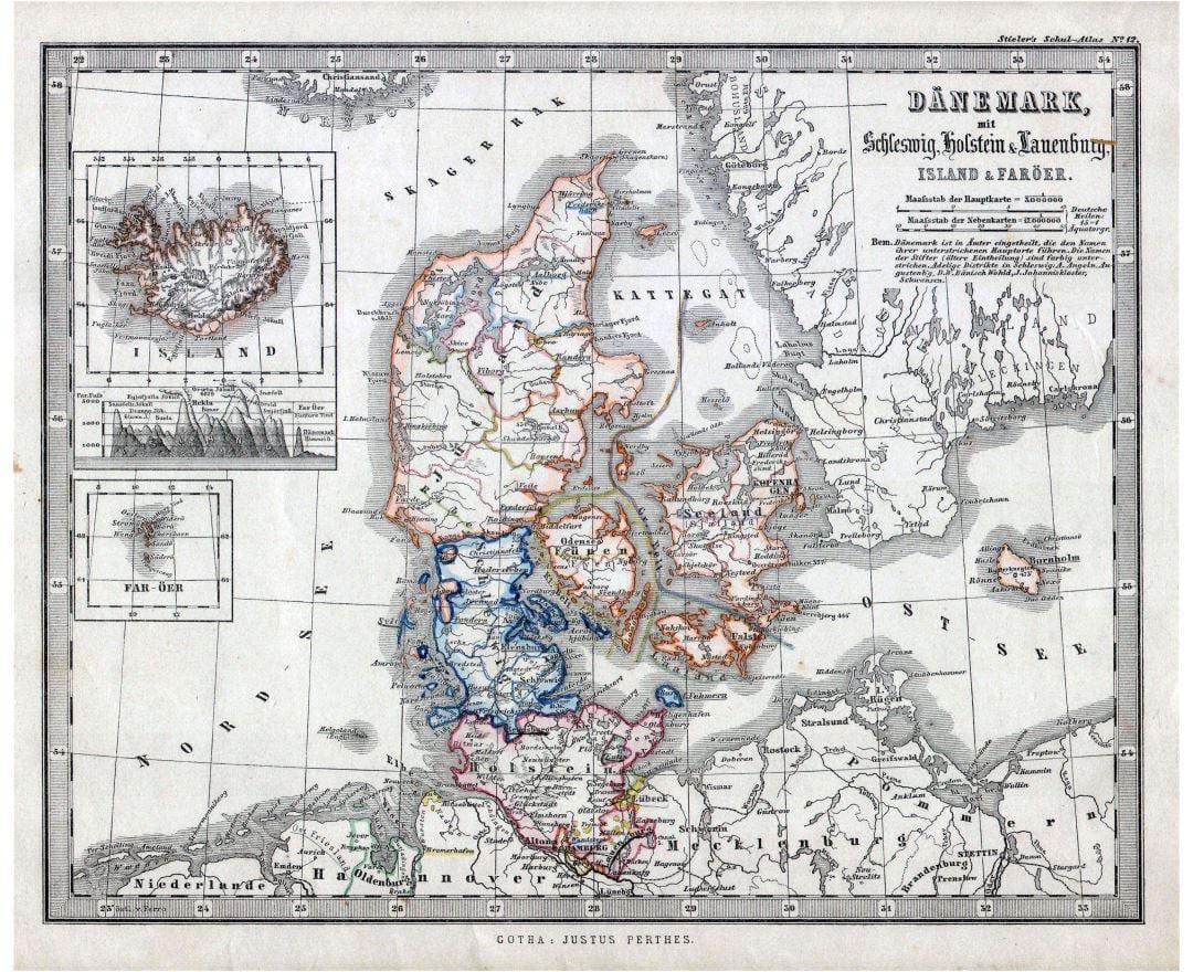 gammal karta över danmark