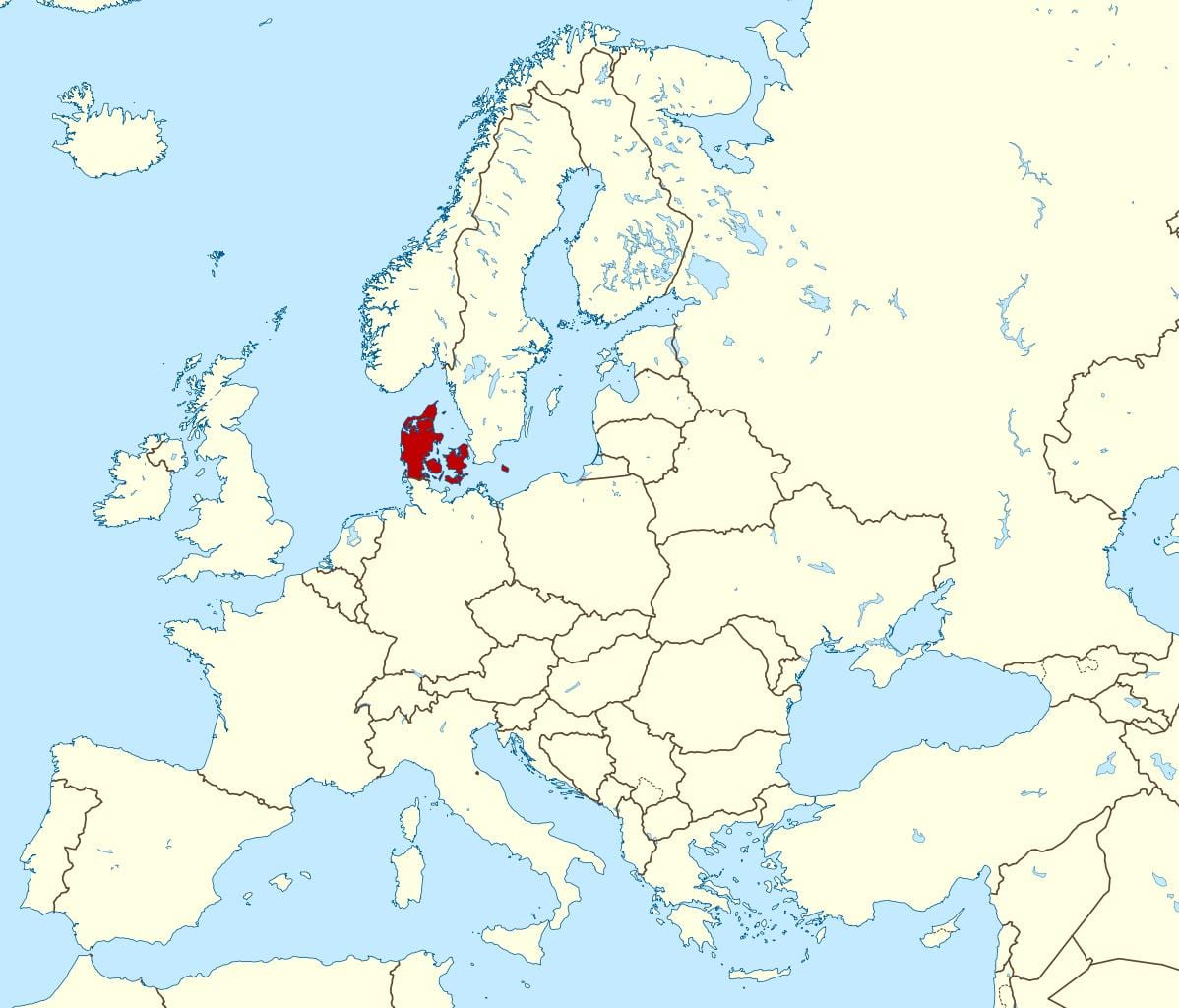 världskarta som visar danmark