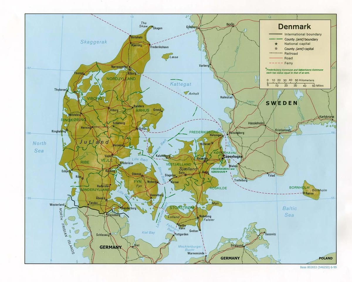Karta över fysiska danmark