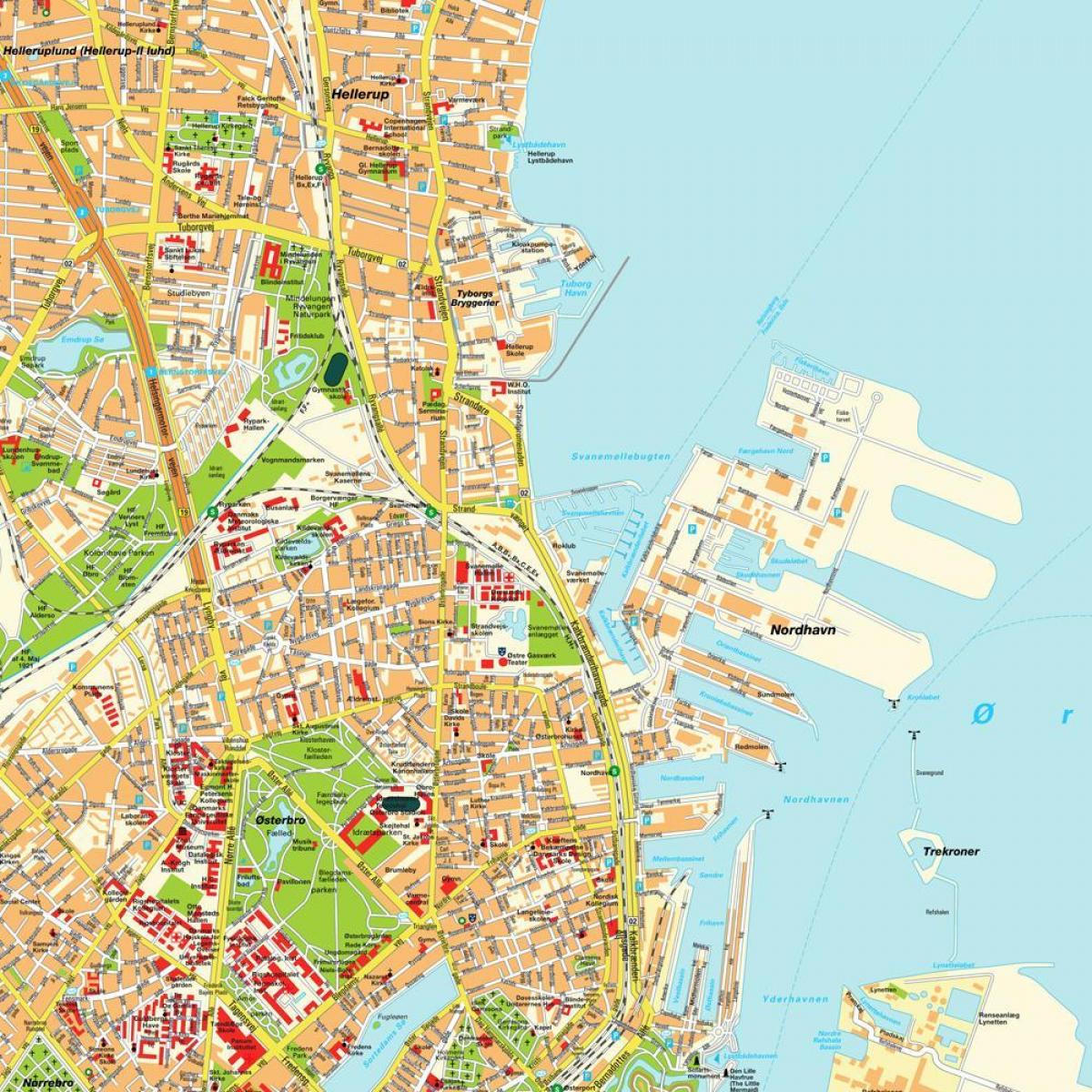 Karta över köpenhamn, danmark