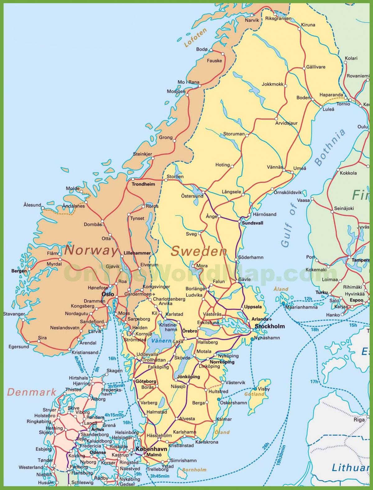 karta över danmark och norge