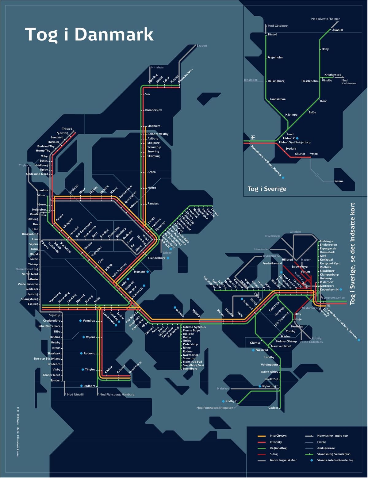 Karta över tåg köpenhamn, danmark