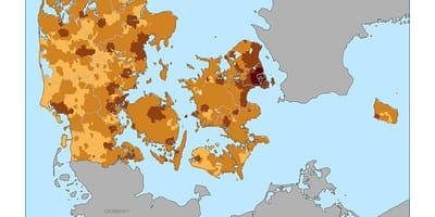 Danmark befolkningstäthet karta