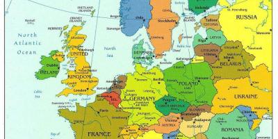 Karta över europa som visar danmark