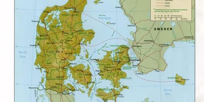 Karta över fysiska danmark